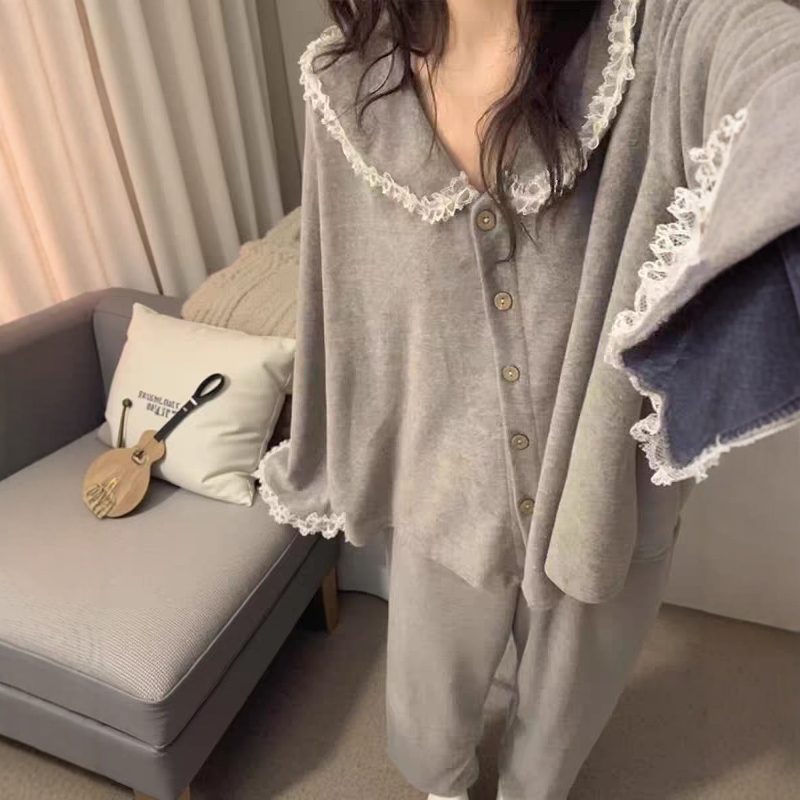 德绒睡衣秋冬款女2025可外穿冬季