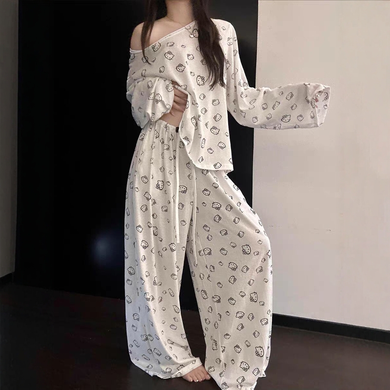 可爱凯蒂猫印花睡衣女款2025春秋