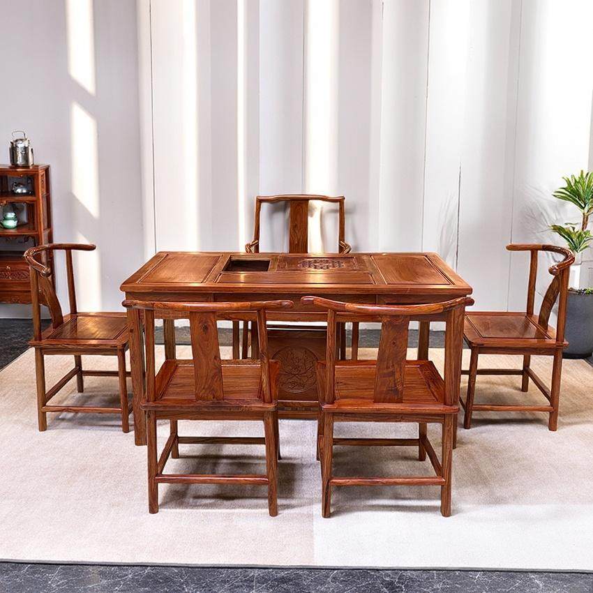 缅甸花梨木茶桌椅组合新中式实木茶台茶几茶几茶桌茶台茶桌椅组合