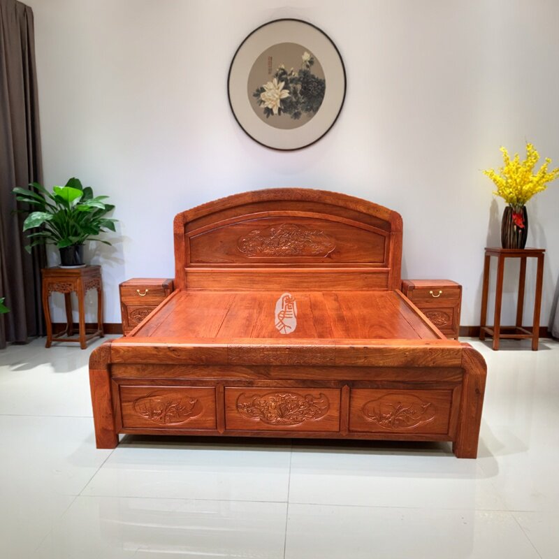 红木家具婚床大果紫檀双人床