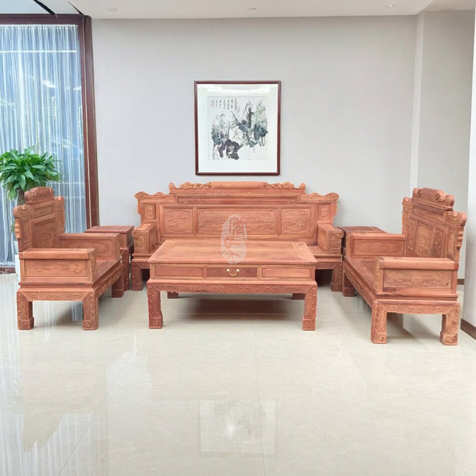 红木家具缅甸花梨木123款兰亭序沙发客厅沙发正宗大果紫檀沙发