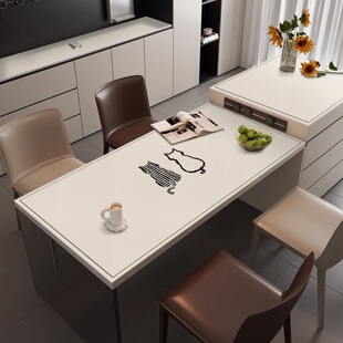 岛台吃饭餐桌垫卡通防水防油防烫防滑免洗茶几pu桌布硬质台面保护