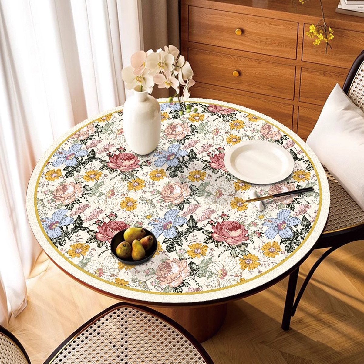 美式复古圆形餐桌桌垫防水防油防烫圆桌桌布pvc皮革台布茶几垫子,居家布艺,桌布,淘宝优惠券,粉丝福利购,淘宝优惠卷