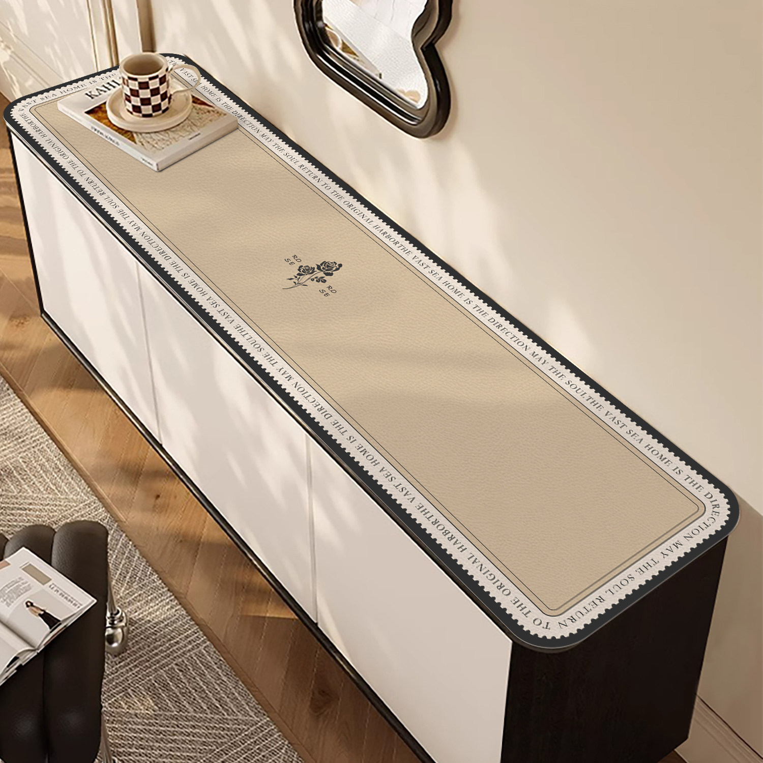 轻奢高级感圆角电视柜长条桌垫餐边柜鞋柜斗柜防水防油桌布可裁剪,居家布艺,桌布,淘宝优惠券,粉丝福利购,淘宝优惠卷