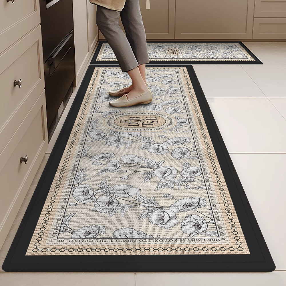 2025新款厨房亚麻编织地垫门口吸水吸油防滑脚垫耐脏可擦免洗地毯,居家布艺,厨房地垫,淘宝优惠券,粉丝福利购,淘宝优惠卷