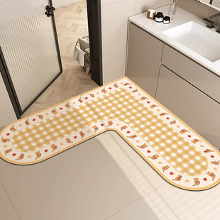卡通L型一体卫生间地垫厕所浴室进门口吸水防滑脚垫厨房转角地毯