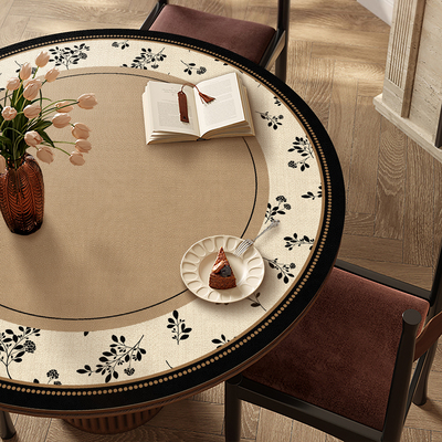 高级感圆餐桌圆桌专用桌垫圆形桌子茶几防水防油防烫pvc皮革桌布