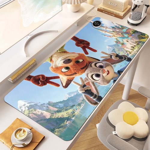 疯狂动物城加热桌垫卡通儿童学生写作业暖手垫子办公室发热鼠标垫