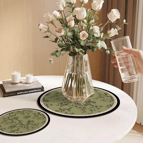 美式轻奢高级感圆形花瓶垫桌面花盆底部垫子垫石咖啡杯垫沥水餐垫