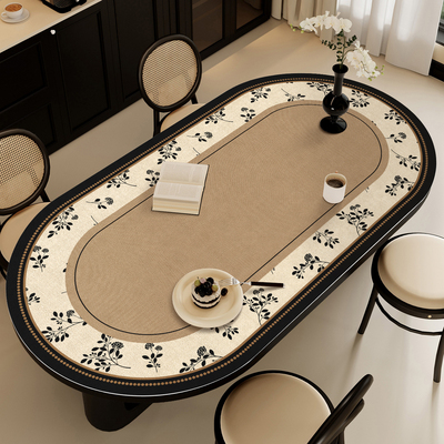 轻奢高级感椭圆形餐桌桌垫弧形茶几防水防油防烫免洗pvc皮革桌布