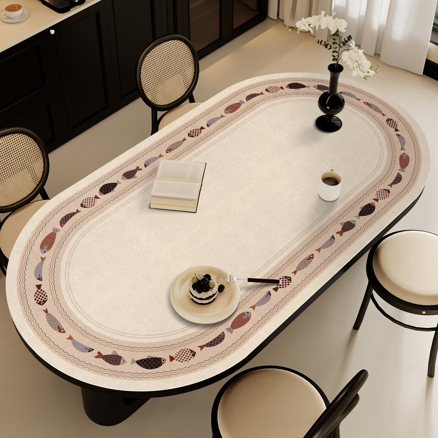 新款椭圆形餐桌垫两边弧形防水防油防烫垫子免洗茶几pvc皮革桌布,居家布艺,桌布,淘宝优惠券,粉丝福利购,淘宝优惠卷