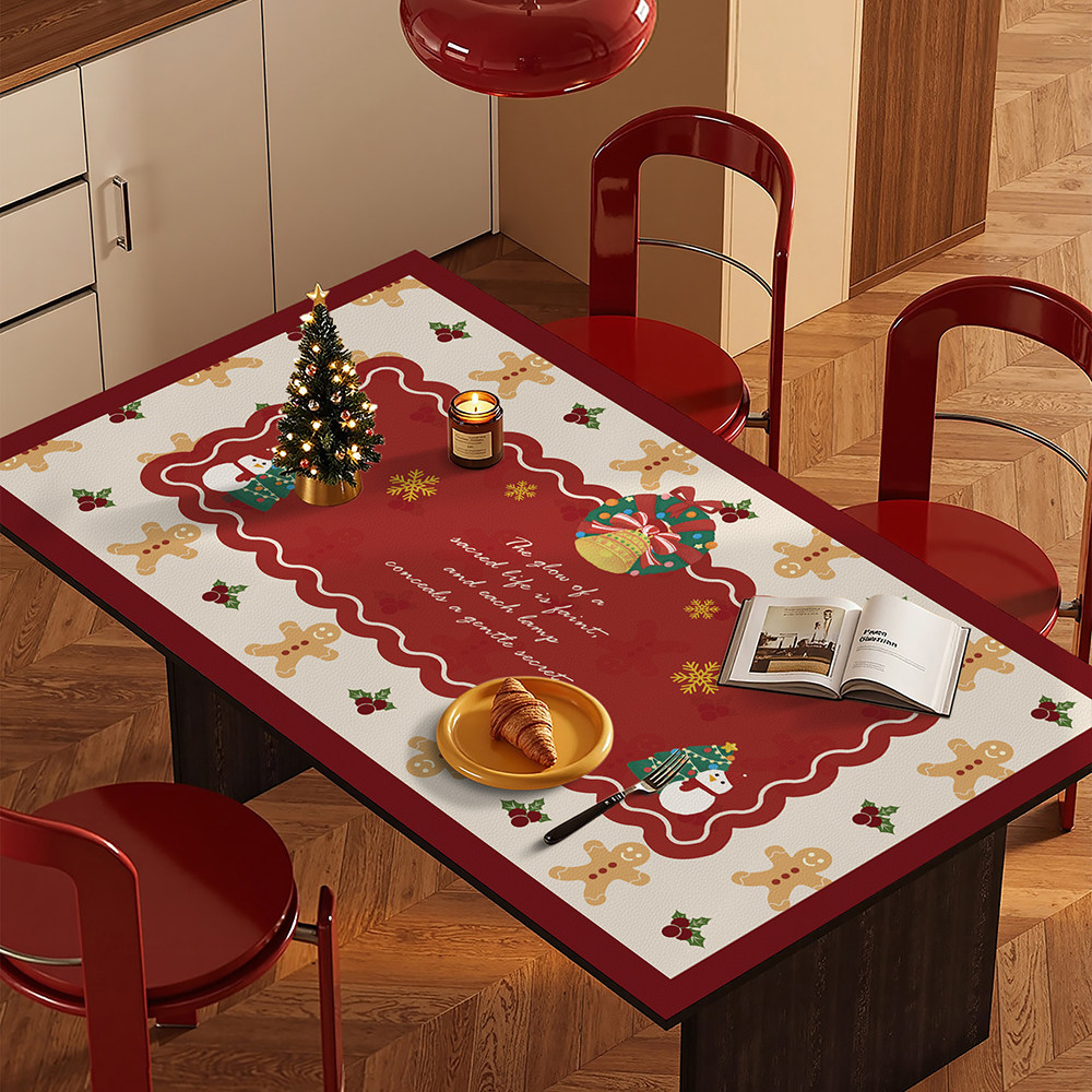 新年餐桌桌垫氛围布置桌布圣诞节主题装饰品防水防油防烫茶几垫子,居家布艺,桌布,淘宝优惠券,粉丝福利购,淘宝优惠卷