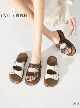 香香莉新款鞋女2025夏款平底软底舒适百搭外穿休闲女凉拖鞋30385