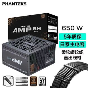追风者AMP BH650/750W 蟒纹线 铜牌认证直出电源静音台式电脑电源