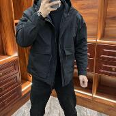 户外冲锋衣棉服外套潮 潮流宽松时尚 潮牌大口袋工装 连帽棉衣男冬季