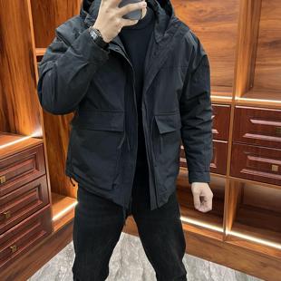 户外冲锋衣棉服外套潮 潮流宽松时尚 潮牌大口袋工装 连帽棉衣男冬季