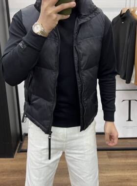 田先生冬季百搭修身白鸭绒男马甲