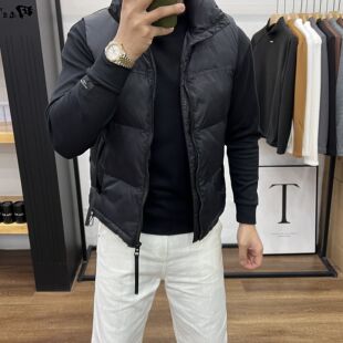 男士羽绒马甲背心2026冬季新款羽绒服短款拼接立领保暖白鸭绒外套