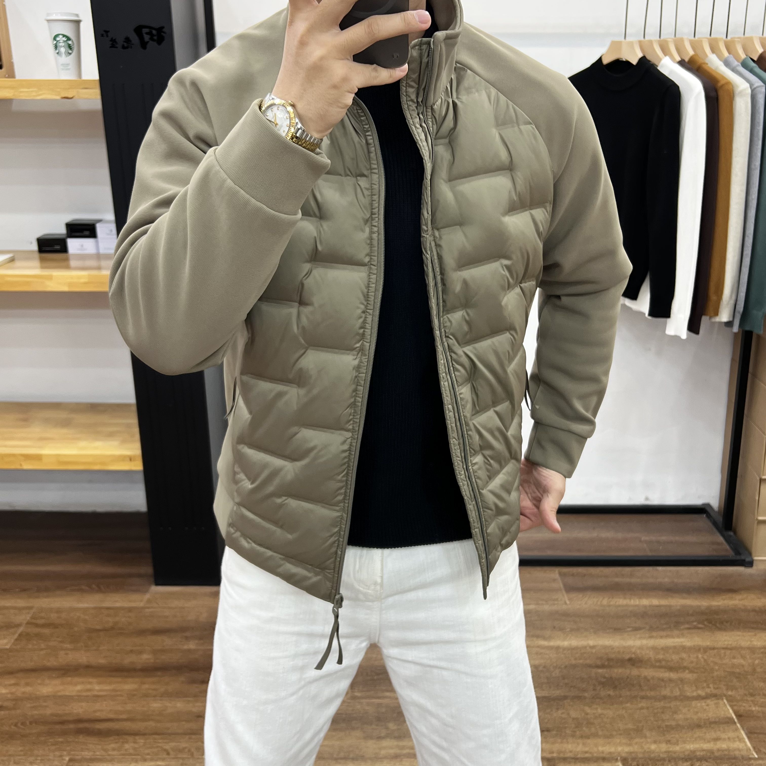 中老年男士秋冬季加绒保暖羽绒服