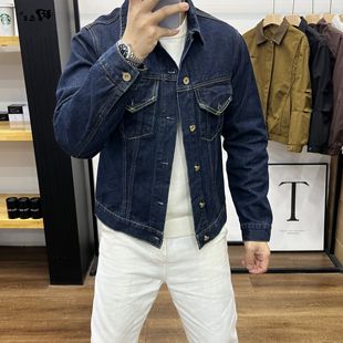牛仔衣男褂子 外套休闲百搭工装 春秋时尚 痞帅蓝色翻领牛仔夹克男装