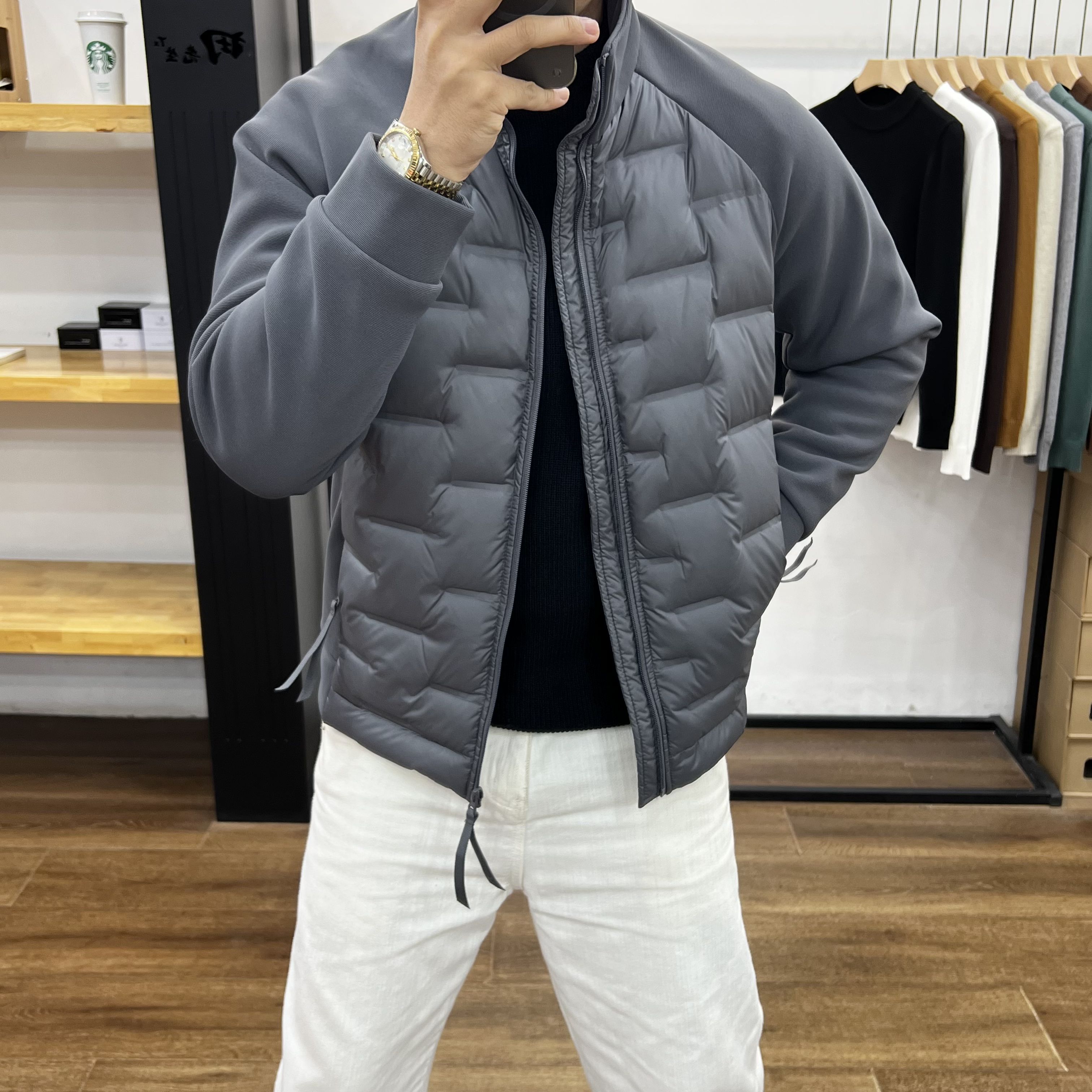 中老年男士秋冬保暖加绒款羽绒服