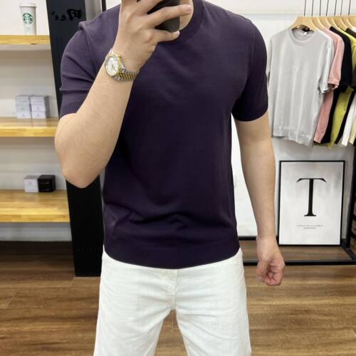 老钱风男针织T恤夏季凉感针织衫