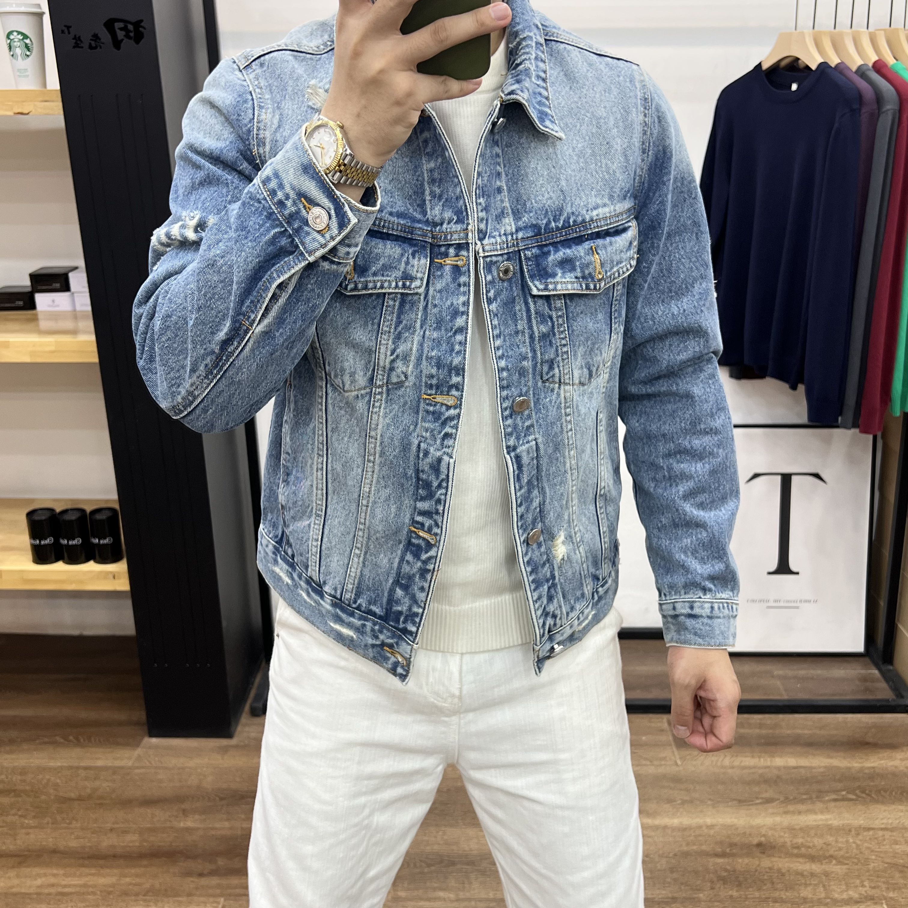 田先生春秋季百搭时尚牛仔男外套