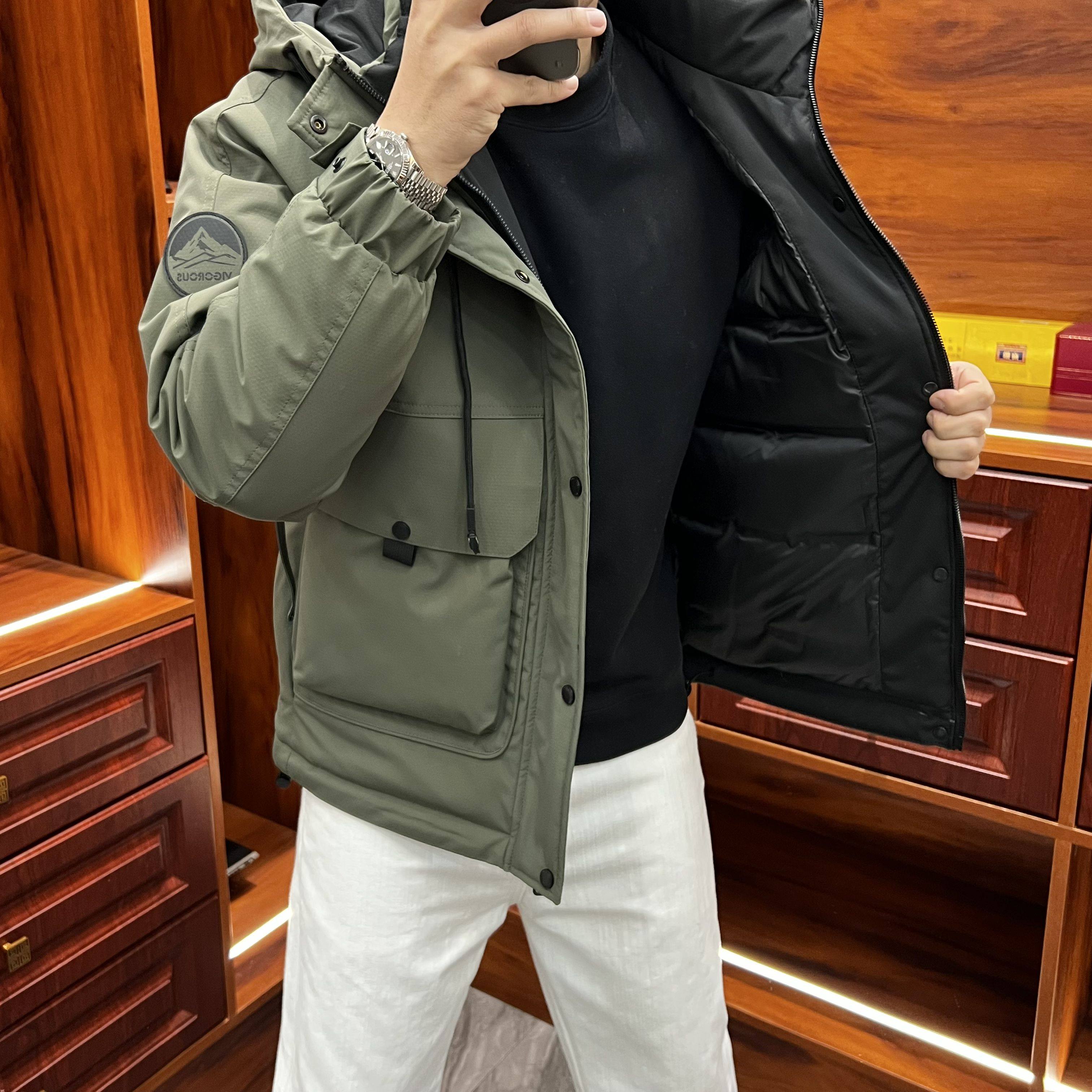 中老年男士秋冬季保暖连帽羽绒服