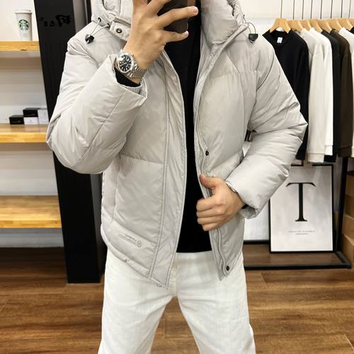 中老年男士加厚保暖连帽款羽绒服