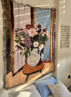 Henri Matisse马蒂斯vase with flowers花瓶毛毯挂毯装饰毯休闲毯