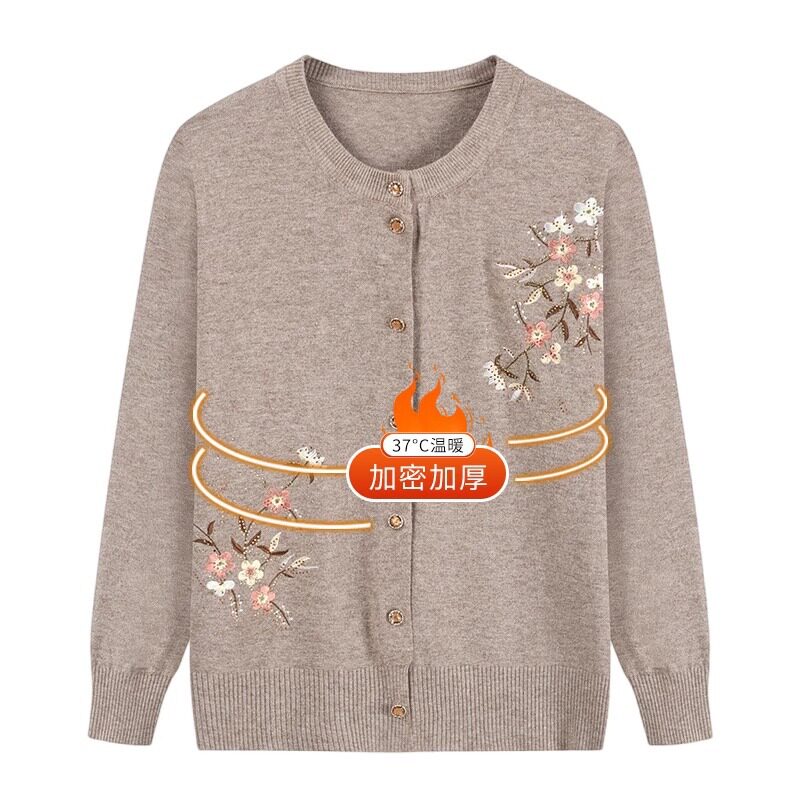 奶奶绣花小开衫老人薄款线衣