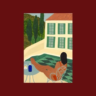 Carla艺术装 饰画书籍与红酒油画海报书房卧室南洋风不干胶贴纸