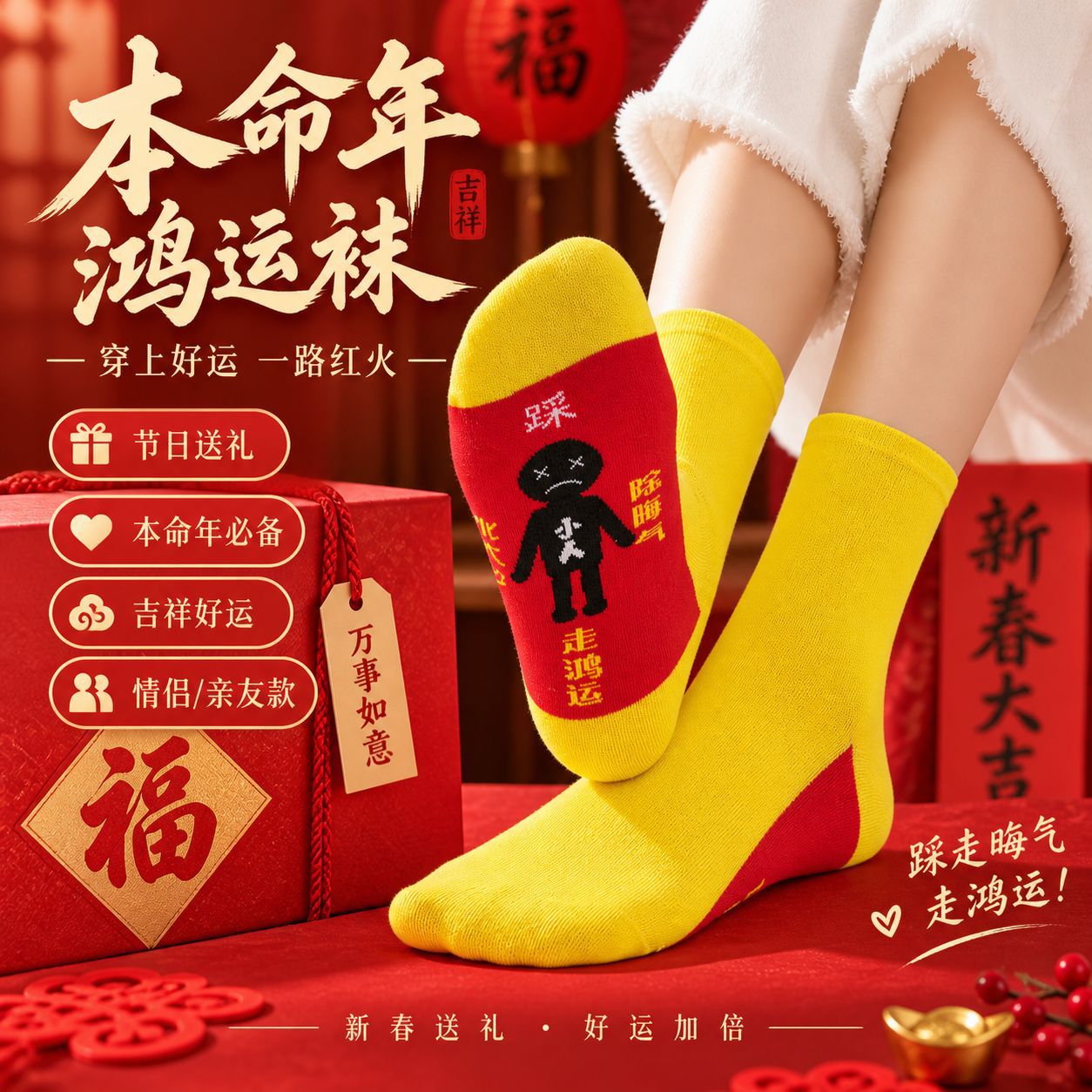 红袜子女短袜结婚男袜新年短款本命年男士女袜新娘红色短筒袜船袜