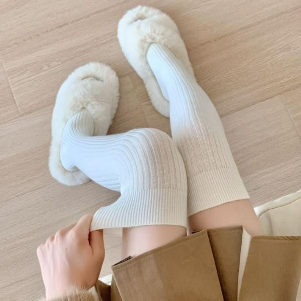 日系简约秋冬款过膝袜女jk压力瘦腿羊绒加厚护腿学院风保暖长筒袜