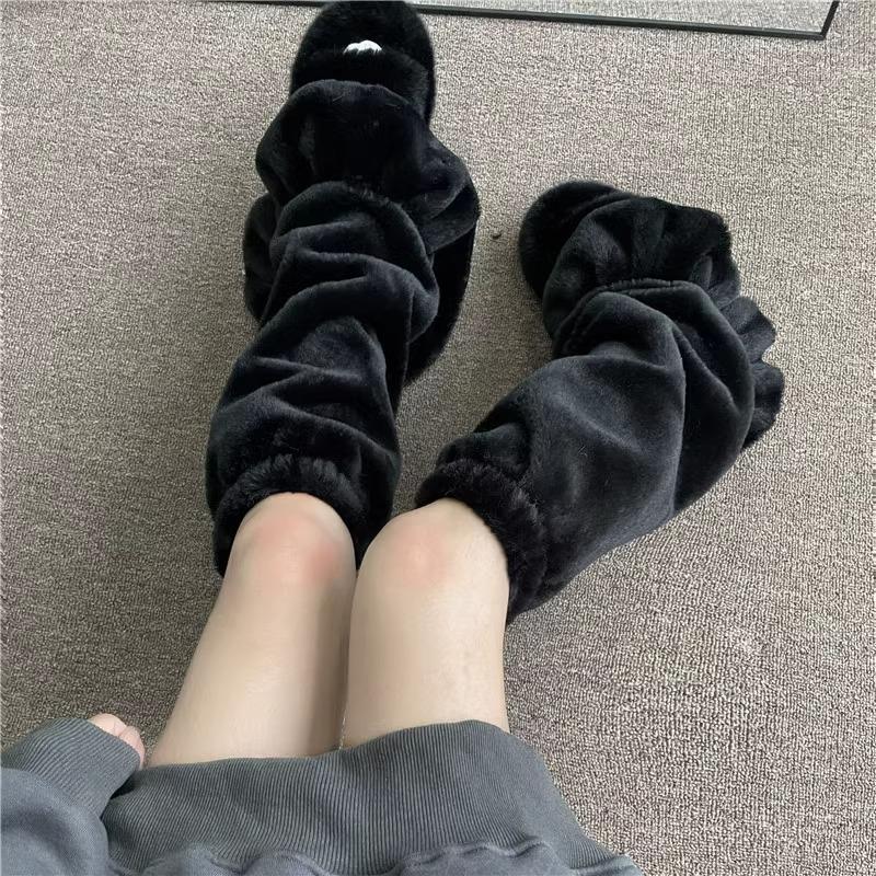 毛绒袜套日系辣妹Lolita亚文化Jk象腿甜美纯色加厚中筒保暖堆堆袜