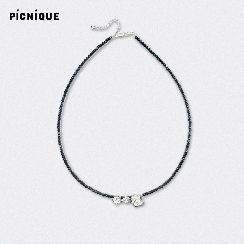 Picnique花环白蝶贝烧白黑碧玺项链女款高级感轻奢小众