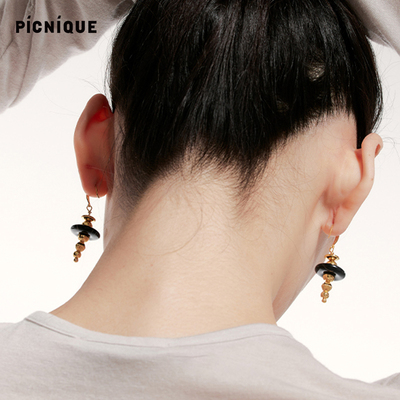 Picnique雕塑耳环黑玛瑙