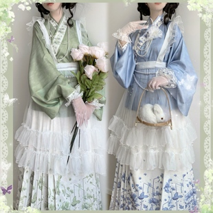 莺雨兰衣原创汉洋折衷明制汉服女交领琵琶袖 马面裙洛丽塔罩裙套装