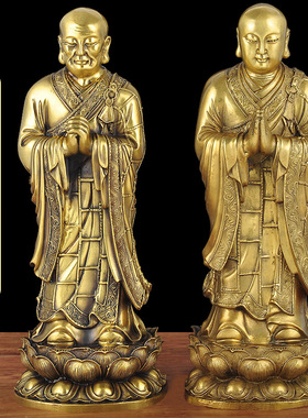 迦叶阿南尊者黄铜摆件罗汉全铜像佛陀释迦牟尼佛弟子佛堂家用供奉