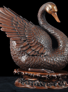 紫铜天鹅鸿鹄摆件家居客厅