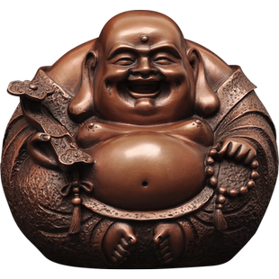 紫铜弥勒佛摆件一团和气大肚笑佛笑口常开家居客厅装饰品佛堂供奉