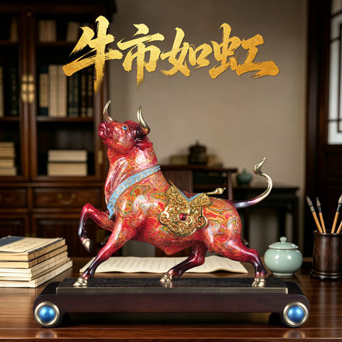 彩铜招财牛摆件牛势如虹
