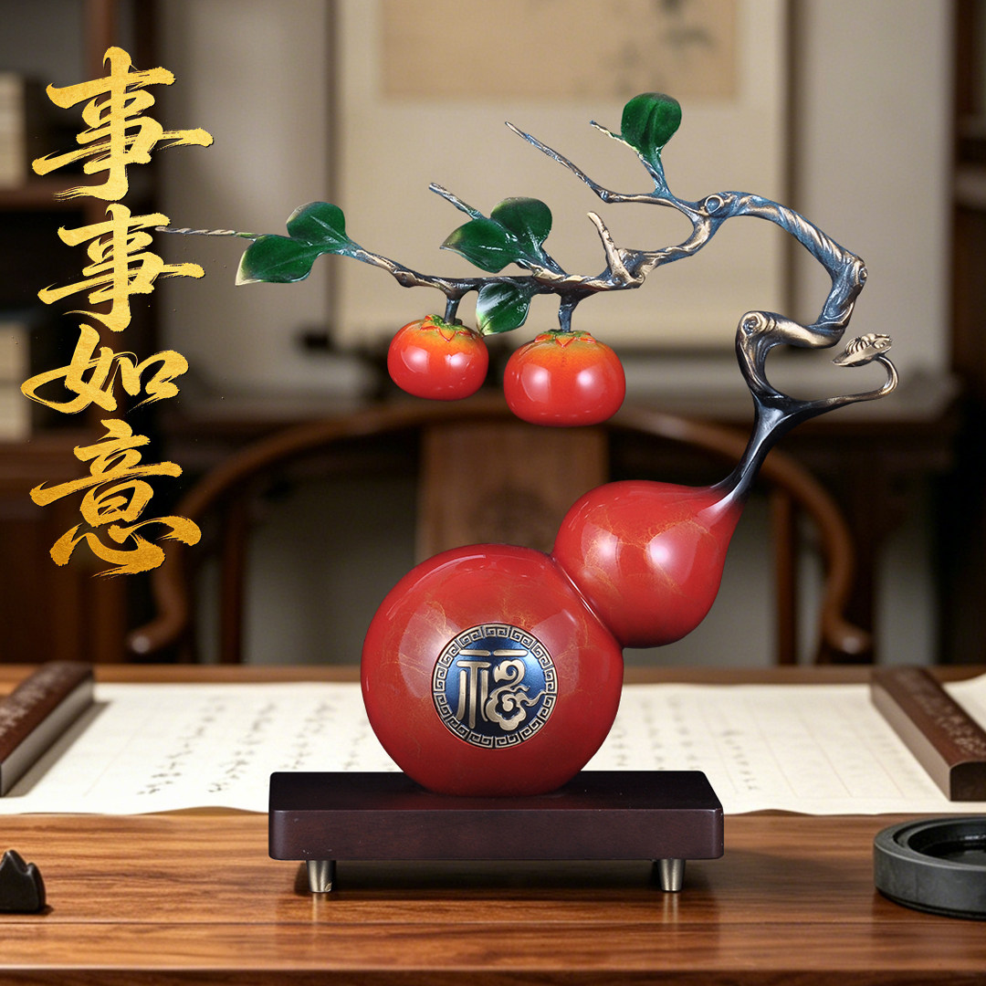 彩铜福字葫芦摆件招财风