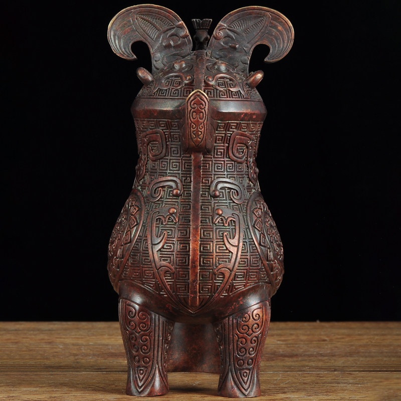 彩铜妇好鸮尊摆件仿古青铜枭尊鸟尊酒器家居客厅酒柜电视柜装饰品,家居饰品,桌面摆件,淘宝优惠券,粉丝福利购,淘宝优惠卷