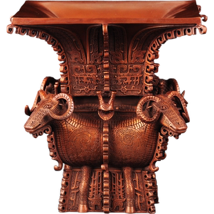 紫铜鼎摆件四羊方尊鼎中式铜鼎家居客厅公司办公室鼎装饰商务礼品