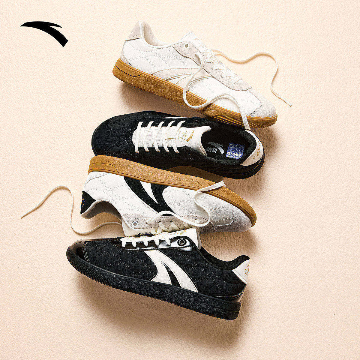 安踏板鞋小香风德训鞋女板鞋新款潮流时尚百搭休闲鞋女百搭滑板鞋