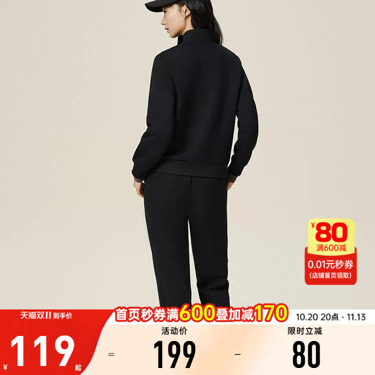 安踏女款夏季跑步长裤运动套装