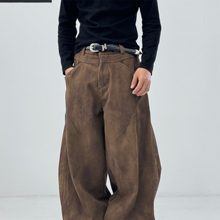 男宽松直筒老爹阔腿拖地长裤 痞帅水洗加绒牛仔裤 秋冬美式 ACStore