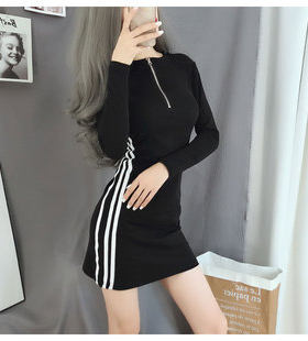 半开领弹力休闲显瘦棒球服