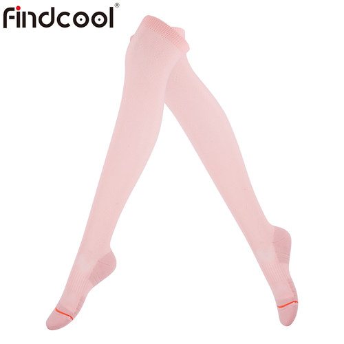 Findcool长筒过膝运动袜女健身跑步压缩袜毛巾底吸汗防滑羽毛球